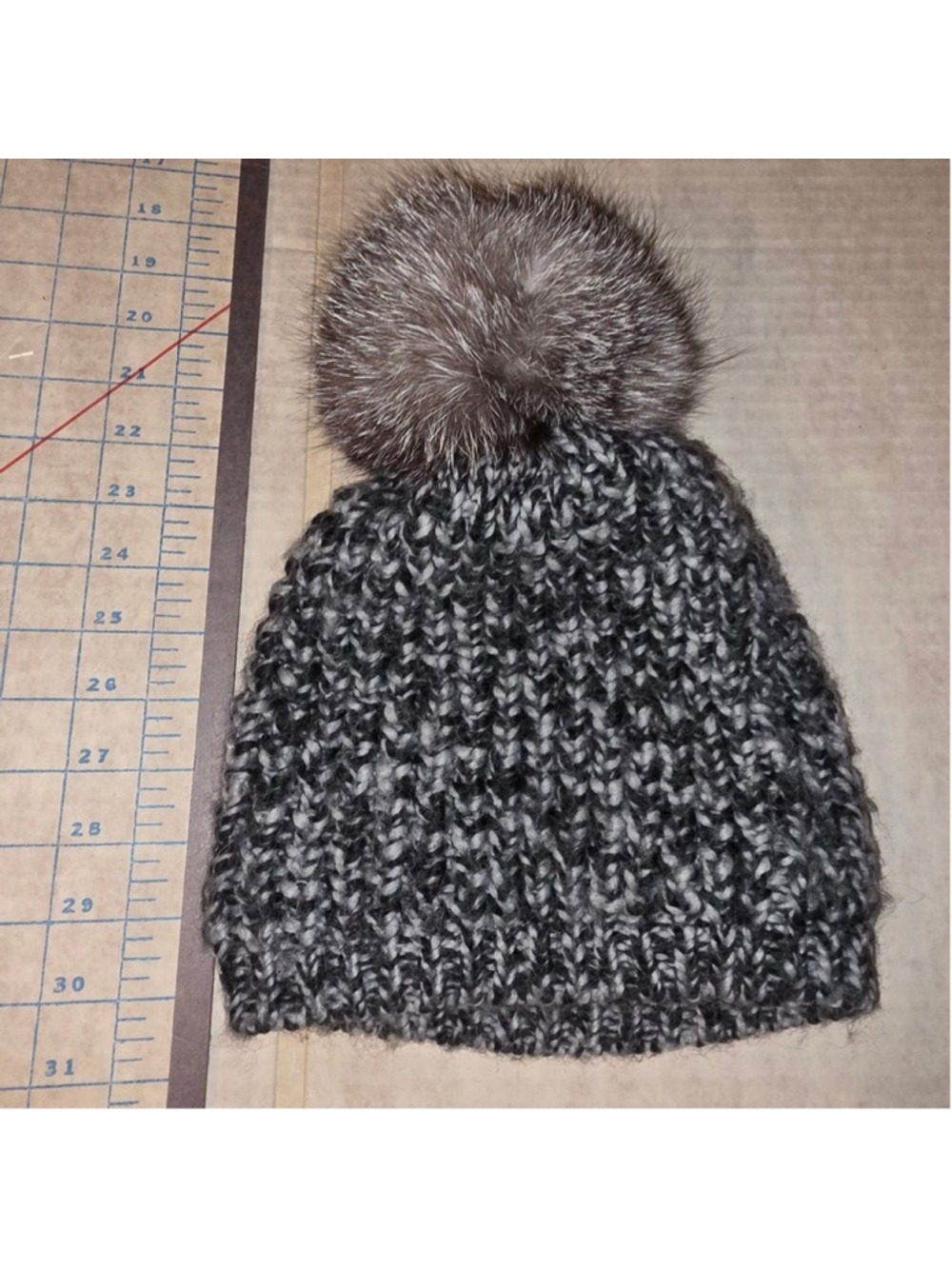 Kyi Kyi Canada Wool Blend Knit Beanie with Real Fox Fur Pom Pom
